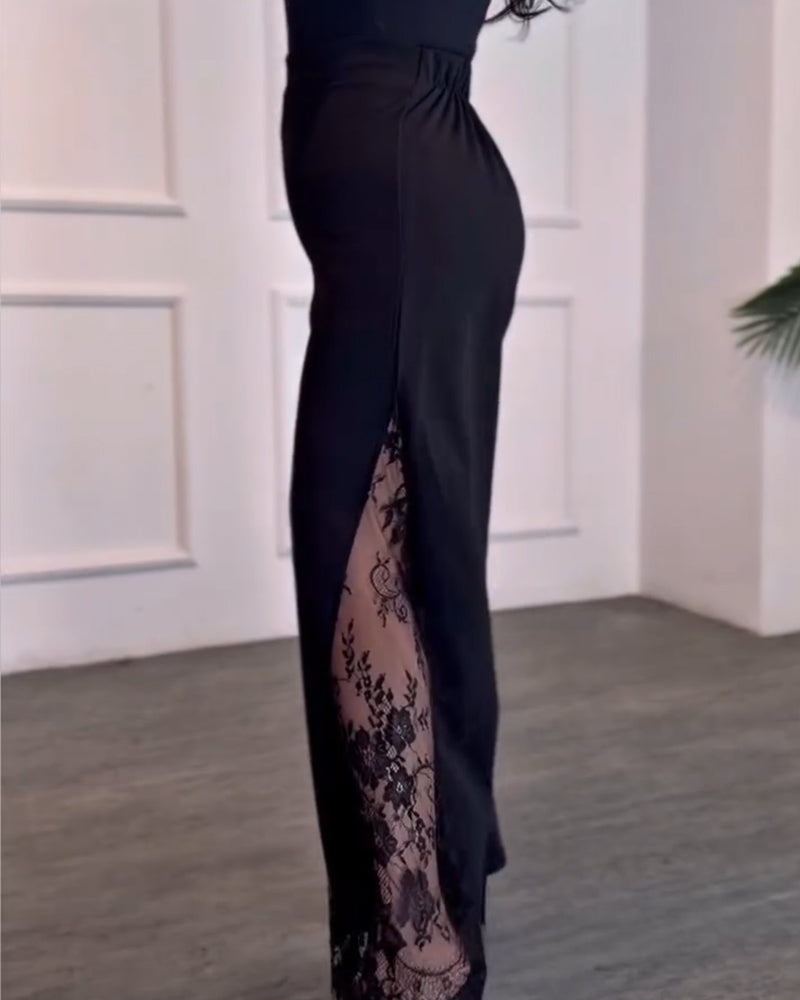 Hose Spitze Patchwork Weites Bein