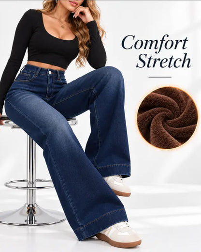 Fleecegefütterte Wide-Leg-Jeans