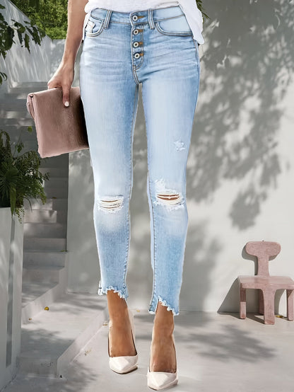 Jean skinny bleu clair effet vieilli - Zoe