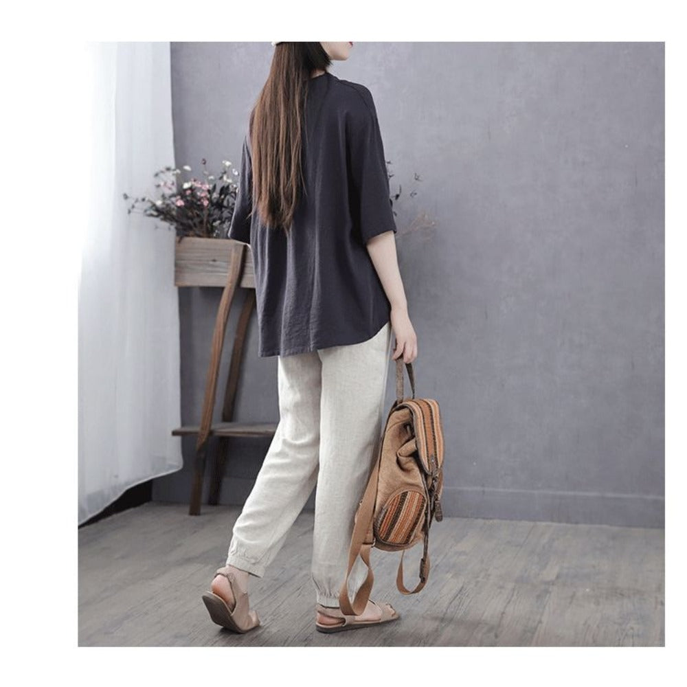 Half Sleeve Linen Blouse for Women - Lelia