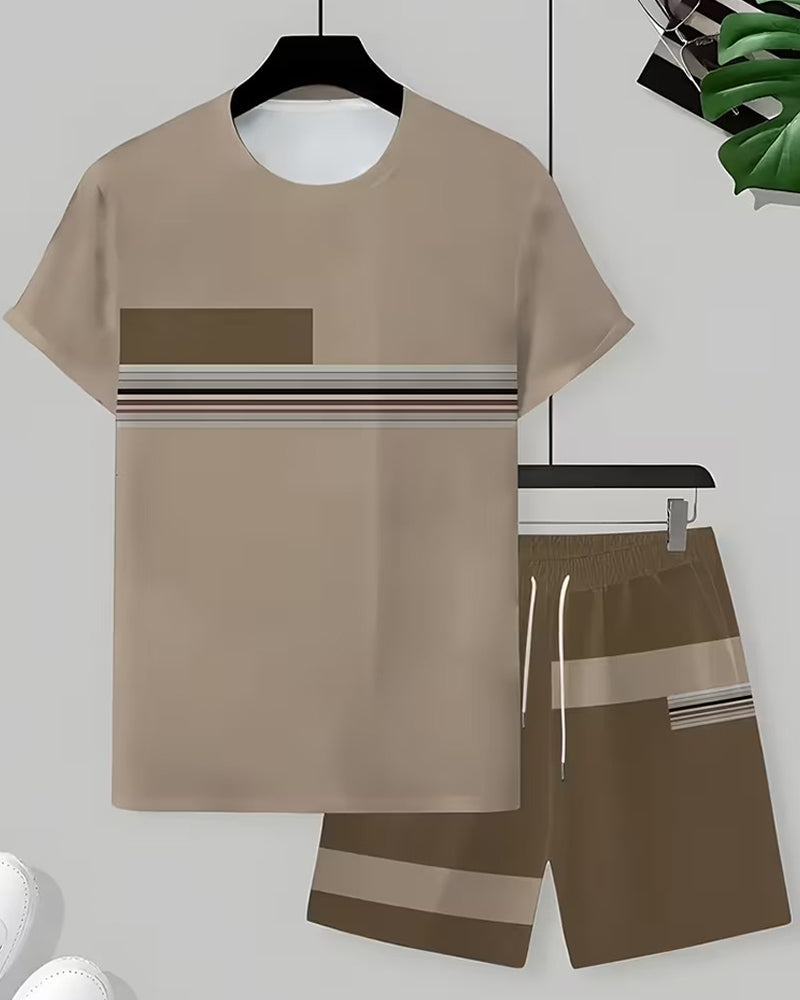 Set Gestreift Lässig Kurzarm