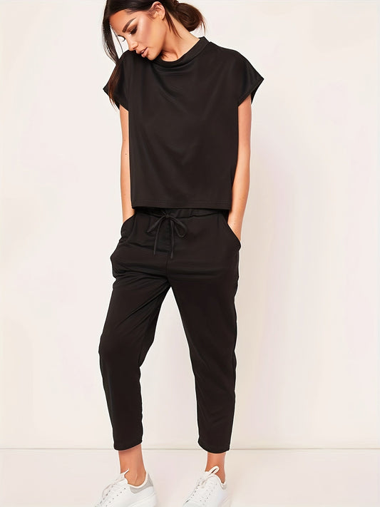 Schwarzes Freizeit-Set mit Kordelzug - Emma