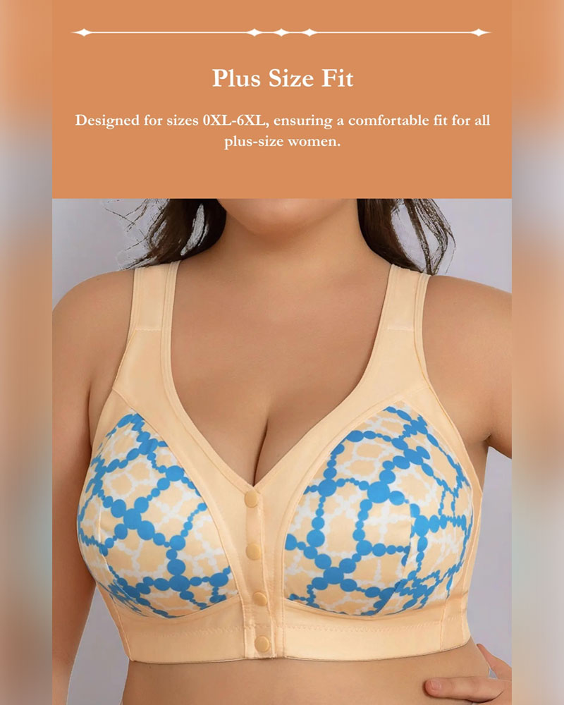 Vorne Verschluss Drahtlos Chic Geometrischer Druck Bralette