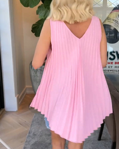 Tanktop Unifarben ärmellos gerafft