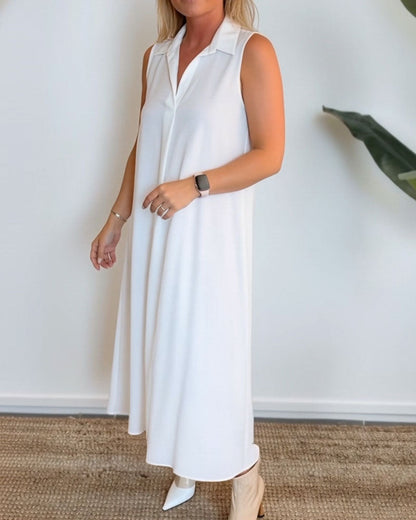 Kleid Revers V-Ausschnitt Ärmellos