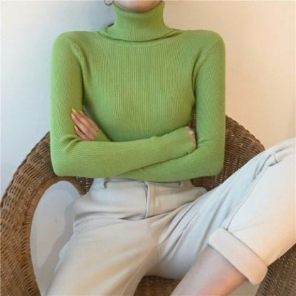 Ribbed Turtleneck Long Sleeve Sweater Top for Women - Sonia