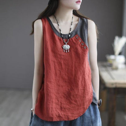 Sleeveless Button Detail Tank Top for Women - Lea