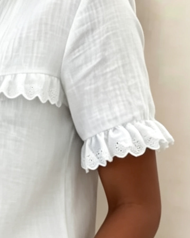 Bluse V-Ausschnitt Halbe Knopfleiste