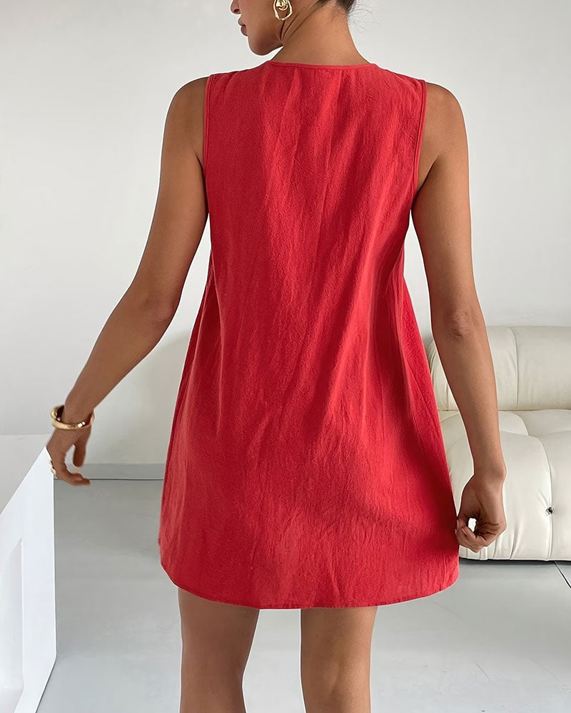 Kleid Ärmellos Träger A-Linie Kurz