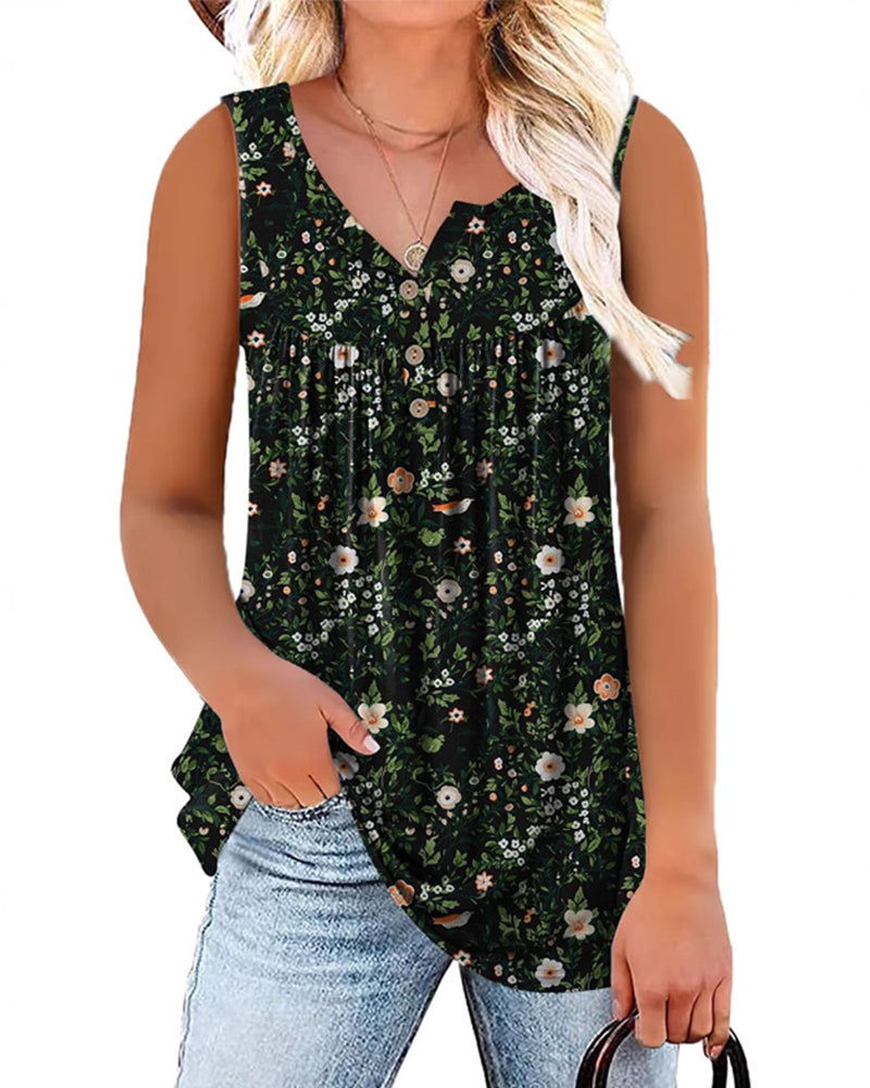 Tank Top Blumig Ärmellos