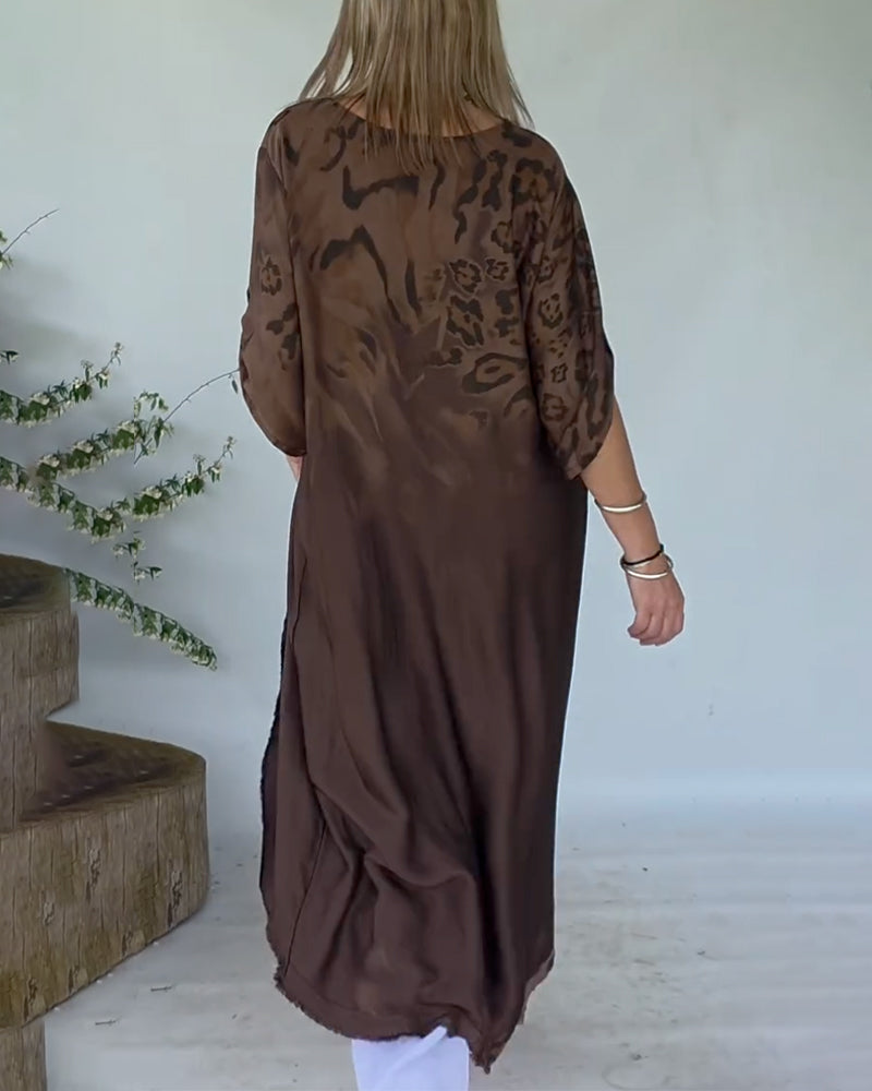 Bluse mit Leopardenmuster Ombré lang