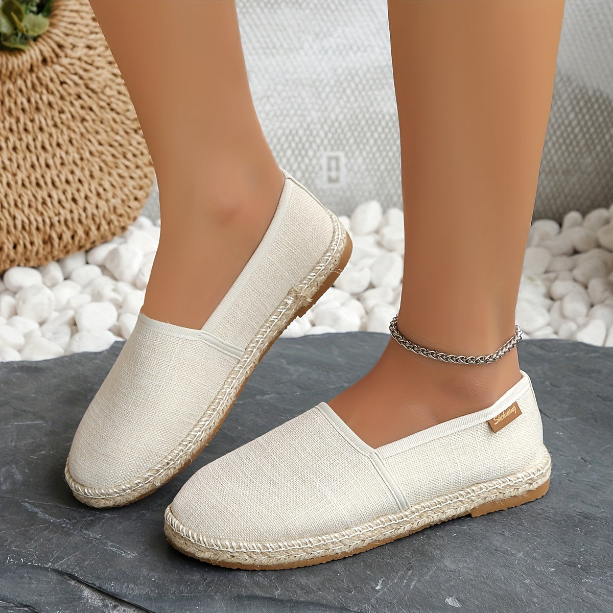 Beige Loafer mit Jutesohle - Carla