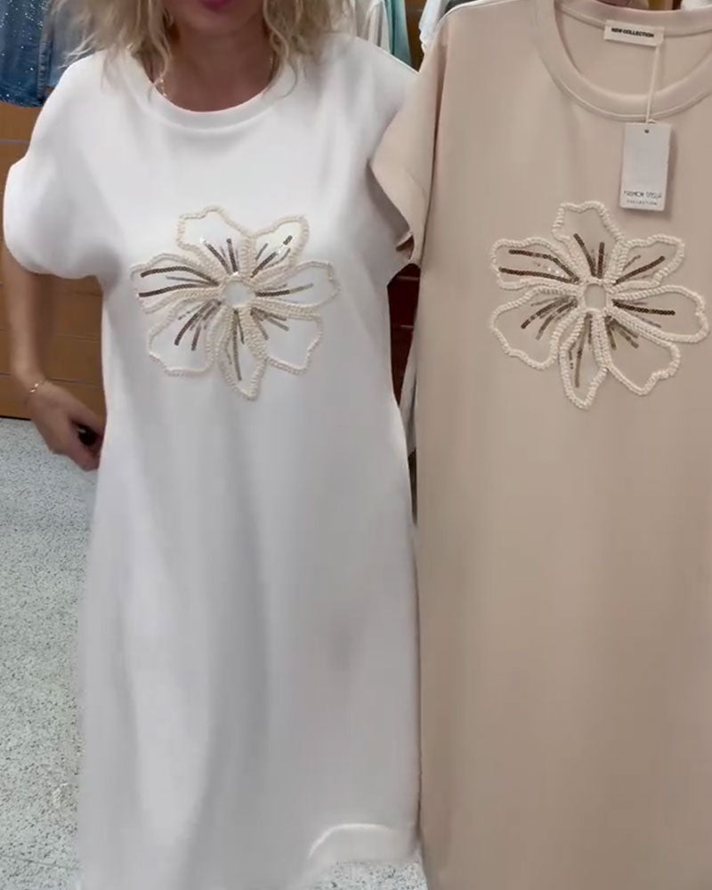 Kleid Paillette Bestickt Lässig
