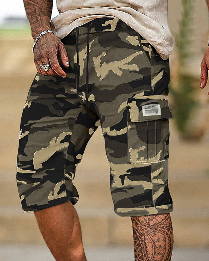 Herren Tarnung Cargo Shorts Multi-Tasche Verstellbare Taille Atmungsaktiver Stoff