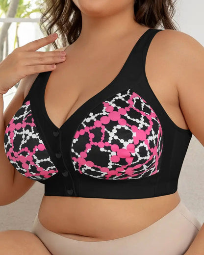 Vorne Verschluss Drahtlos Chic Geometrischer Druck Bralette