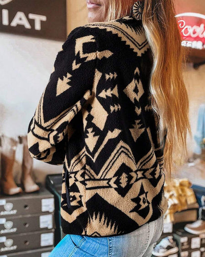 Sweatshirt Knöpft Auf Tasche Retro