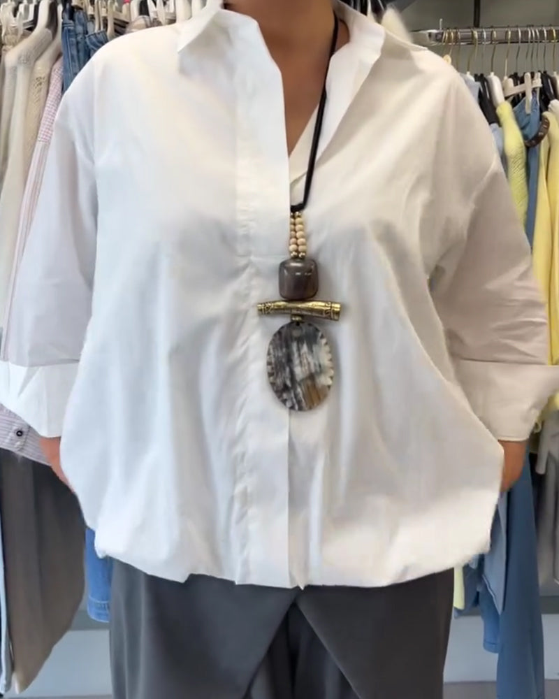 Hemd Unifarben Langarm Casual