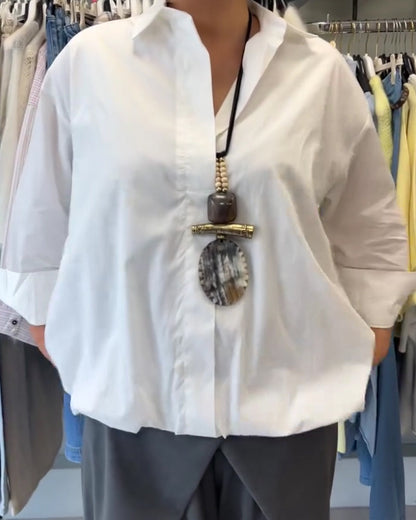 Hemd Unifarben Langarm Casual