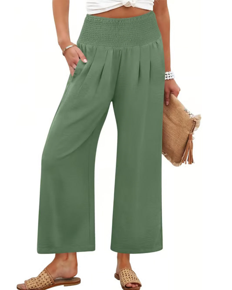Hose Uni Hohe Taille Weites Bein