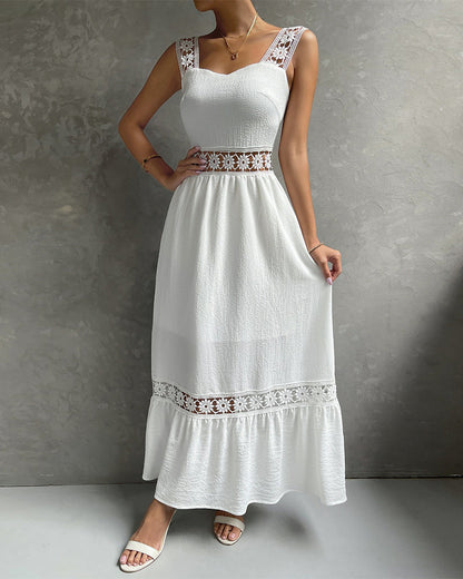 Kleid Spitzenbesatz Durchbrochenes Cami