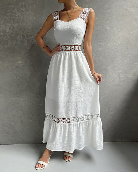 Kleid Spitzenbesatz Durchbrochenes Cami