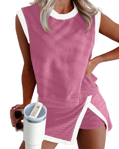 Set Gestreift Geteilt Blickdicht Tanktop