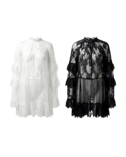 Kleid Elegant Durchbrochene Spitze