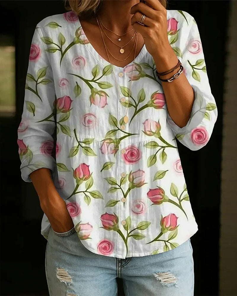Bluse Blumendruck Locker