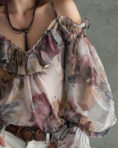 Bluse Puffärmel Off-Schulter