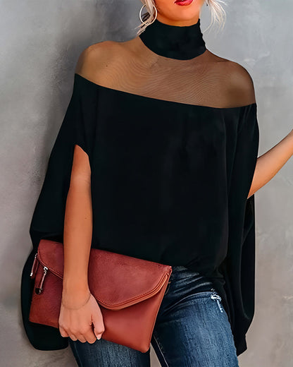 Bluse Durchsichtig Cold Shoulder Dolmanärmel