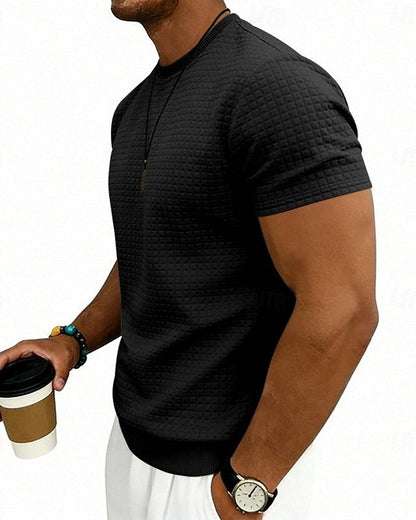 T-Shirt Gerippt Rundhals Kurzarm