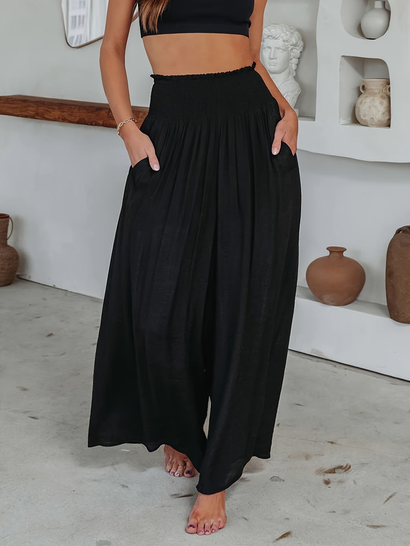 Green Maxi Pleated Pants - Helena