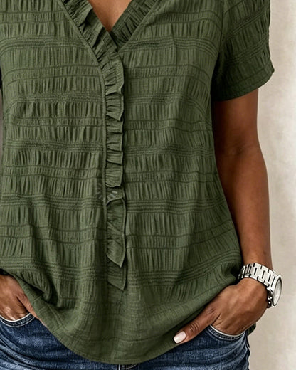 Bluse V-Ausschnitt Einfarbig