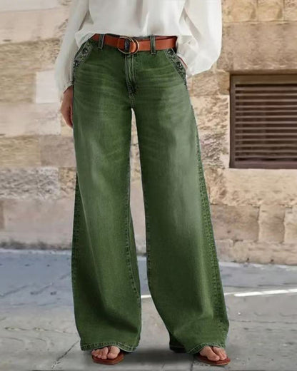 Jeans Multi-Knopf Gewaschen Locker