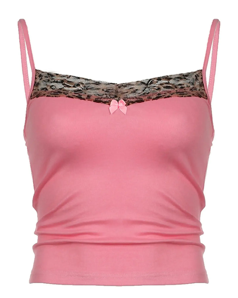 Cami Top Würziges Mädchen Leopardenprint Patchwork