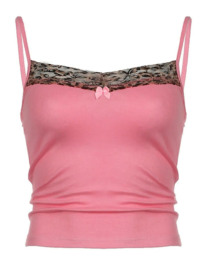 Cami Top Würziges Mädchen Leopardenprint Patchwork