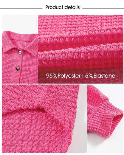 Bluse Unifarben Knopf-Leiste Locker Revers