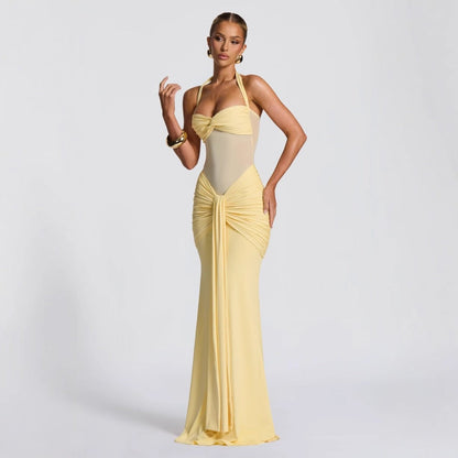 Halter Maxi Dress with Ruched Detail for Women - Lelia