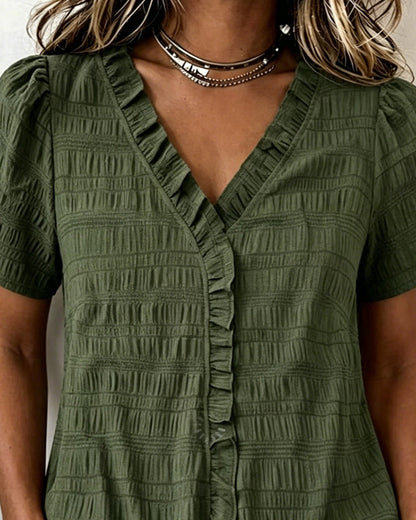 Bluse V-Ausschnitt Einfarbig