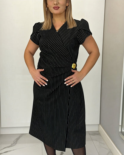 Kleid Elegant Gestreift Taille