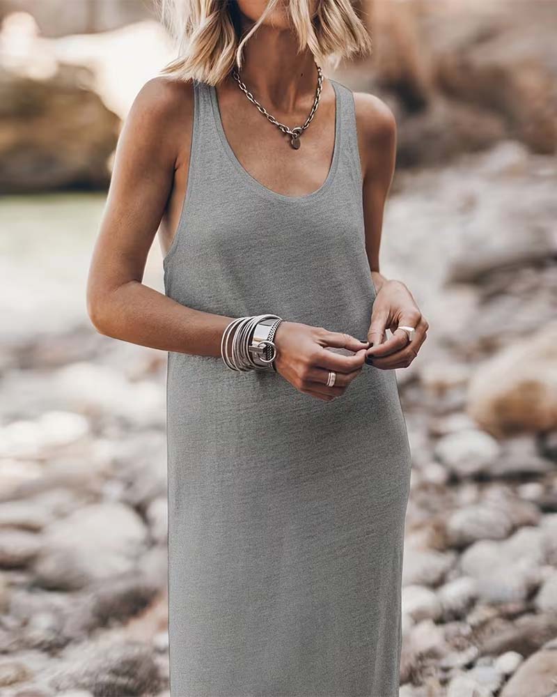 Kleid Slim Fit Und Bequem Ärmellos