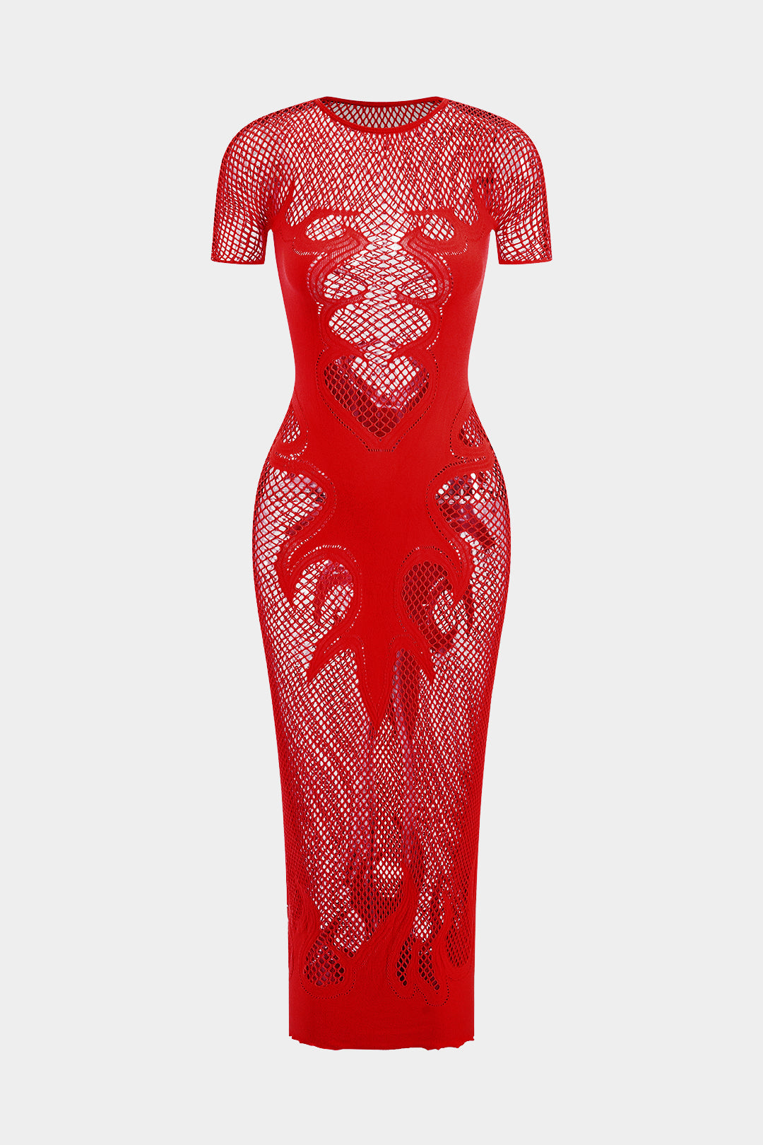 Unifarbenes Y2k Strickkleid mit Cut Out Details und Durchsichtigen Kurzen Ärmeln