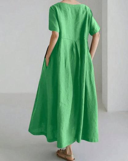 Kleid Rundhalsausschnitt Kurzarm Lässig Loose Fit