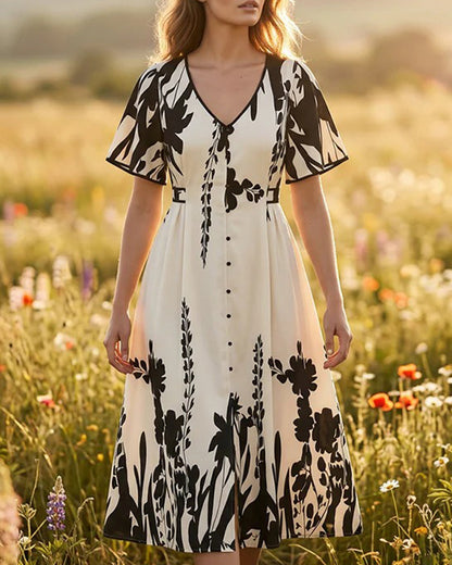 Stilvolles V-Ausschnitt-Kleid Mit Taillenbetonung