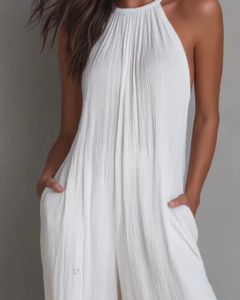 Jumpsuit Elegant Ärmellos Neckholder Weit Bein