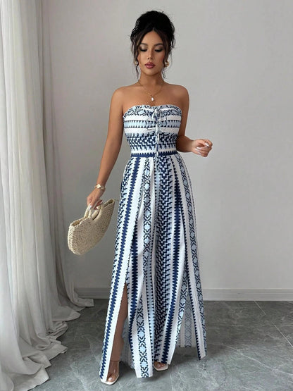 ✨ Damen Jumpsuit schulterfrei floral im Boho-Stil – Eleganter Sommer-Overall mit Bardot-Ausschnitt – Fließend, leicht & perfekt für Festivals, Strand oder romantische Sommerabende 🌸