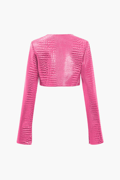 Einfarbige Y2k Cropped Jacke