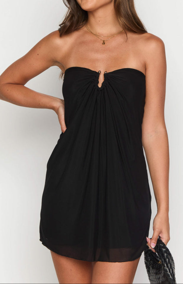 Robe mini bustier noire Constantia