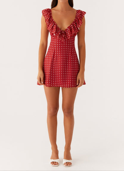 Agnola mini dress – red with polka dots