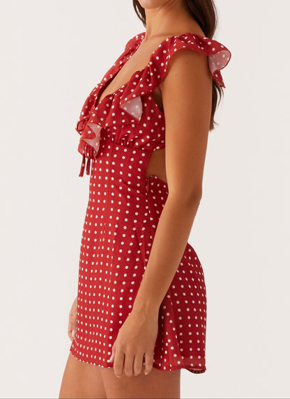 Agnola mini dress – red with polka dots